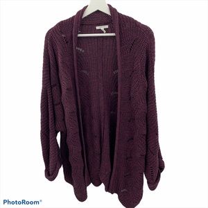 Maurices Marled Open Knit Open Front Cardigan L